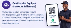 Gestion des équipes, serveurs et livreurs, recrutés par QR code sur Graye
