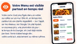 Menu d'un restaurant visible en temps réel dans l'application Graye